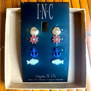 Brand New Set of 4 I.N.C. Nautical Sealife Stud Earrings 🐚⚓️